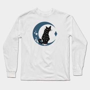 Celestial Cat & Moon Shirt, Sun Moon Stars Tee, Mystical Cat Tee, Moon and Stars, Bohemian Tshirt, Cat Lady Long Sleeve T-Shirt